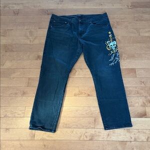 Ed Hardy Black Jeans with Skull and Panther Art Mens Size 40 NWOT